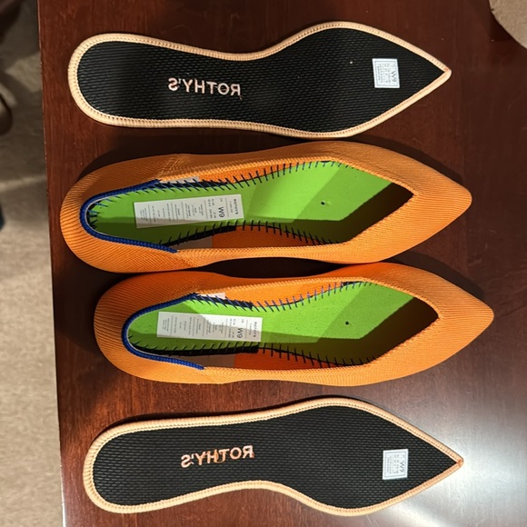 Never-worn Rothy’s point flats in lighter orange.  Size 9. - Picture 5 of 5